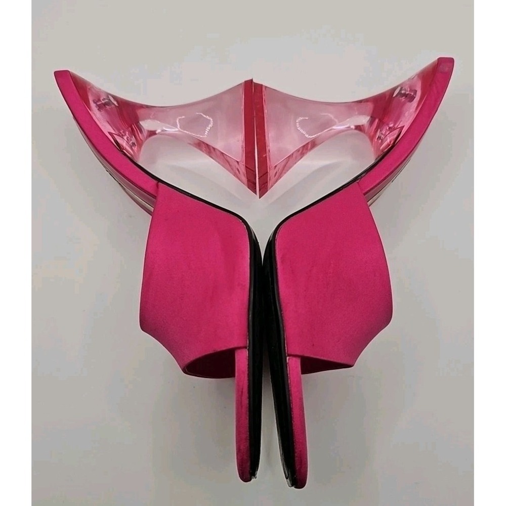 Zara 6.5 Pink Satin Heeled Methacrylate Sandals Heels‎ Glam Sexy Girl 170 - Picture 5 of 9